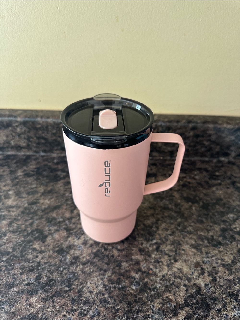 Pink Travel Mug with Lid and Handle